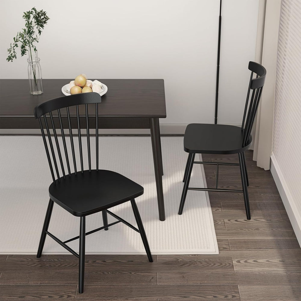 Dining Chairs Set of 4, Windsor Dining Chairs, Spindle Back Wooden Chair for ...