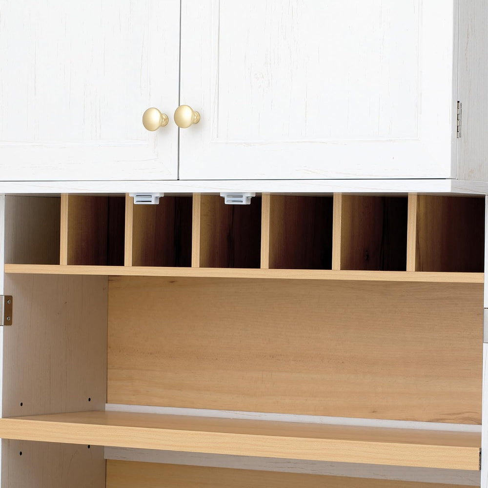 78.2" Tall Farmhouse Kitchen Pantry with 6 Doors and 8 Racks, Versatile ...