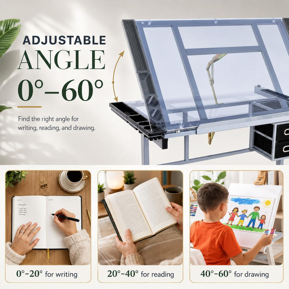 JupiterForce Adjustable Drafting Table Art Desk Drawing Table Versatile Art C...