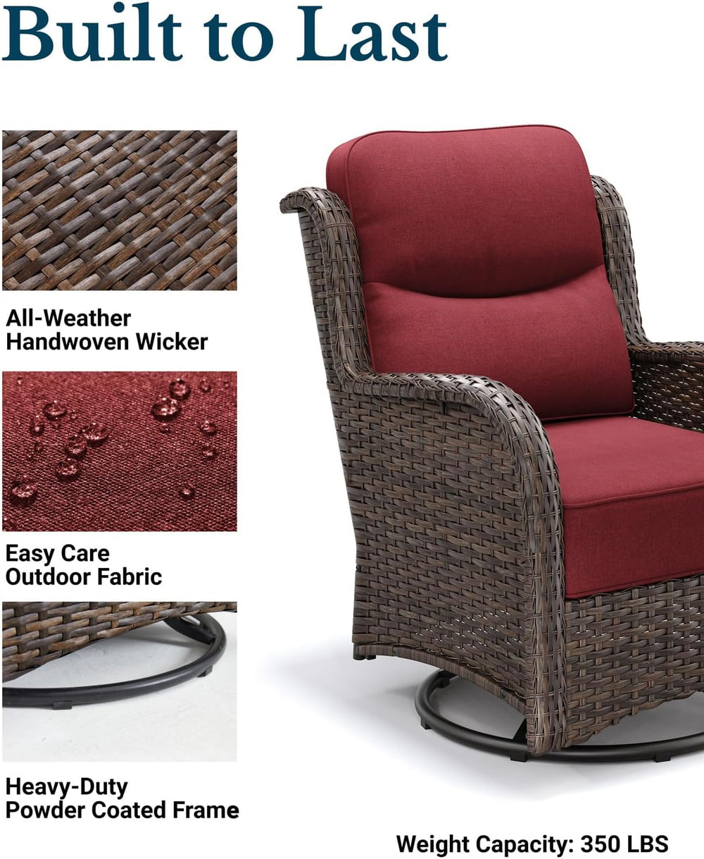 HILLGA Luxury 5 PCS Outdoor Swivel Rocker Patio Chairs of 2 with Side Table |...