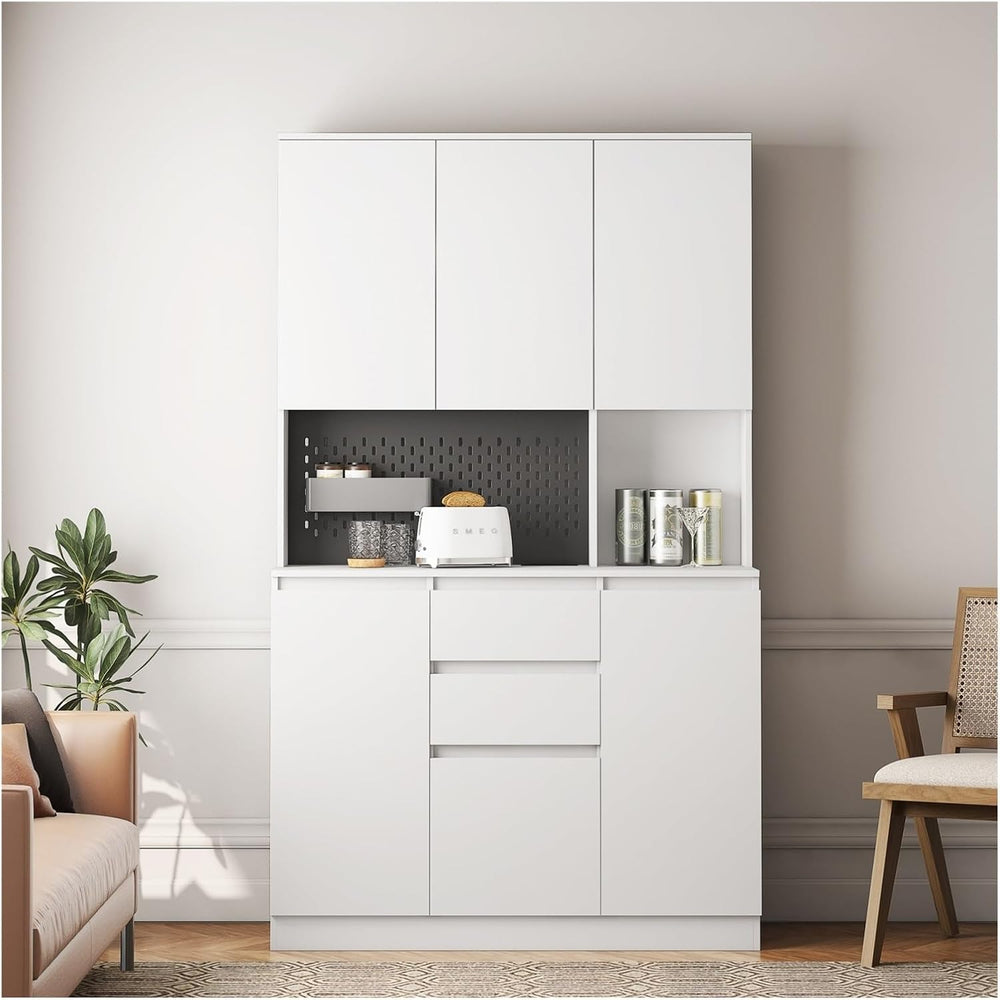 74” Kitchen Sideboard with Charging Function with 6 Doors, 3 Shelves and 2 Dr...