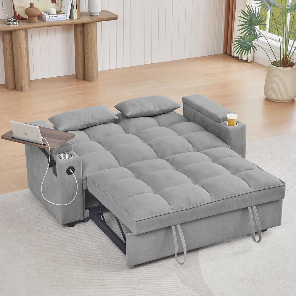 hansones 65" 3-in-1 Sofa Bed, Pull Out Sleeper Sofa with 360° Swivel Sid...