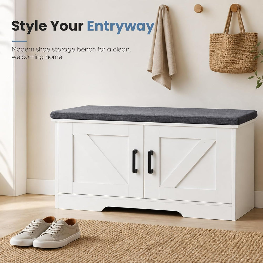 NEWBULIG Shoe Bench with Storage for Entryway, 39.4" Shoe Storage Bench ...