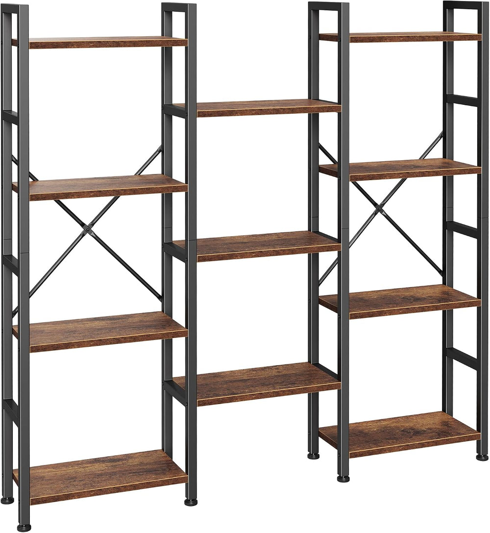 Huuger 4 Tier Bookshelf, 55'' Tall Bookcase, 11 Open Shelves, Rustic ...