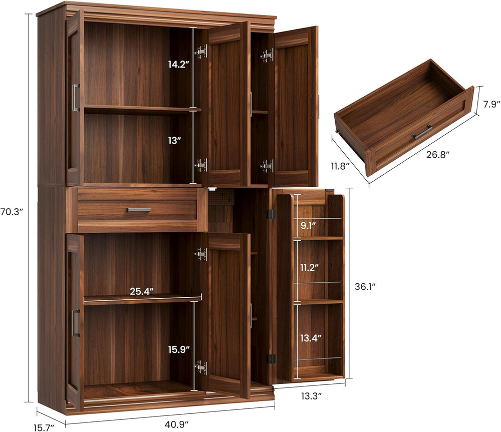 Garvee 70" Tall Kitchen Pantry Storage Cabinet, Modern Kitchen Hutch Cab...