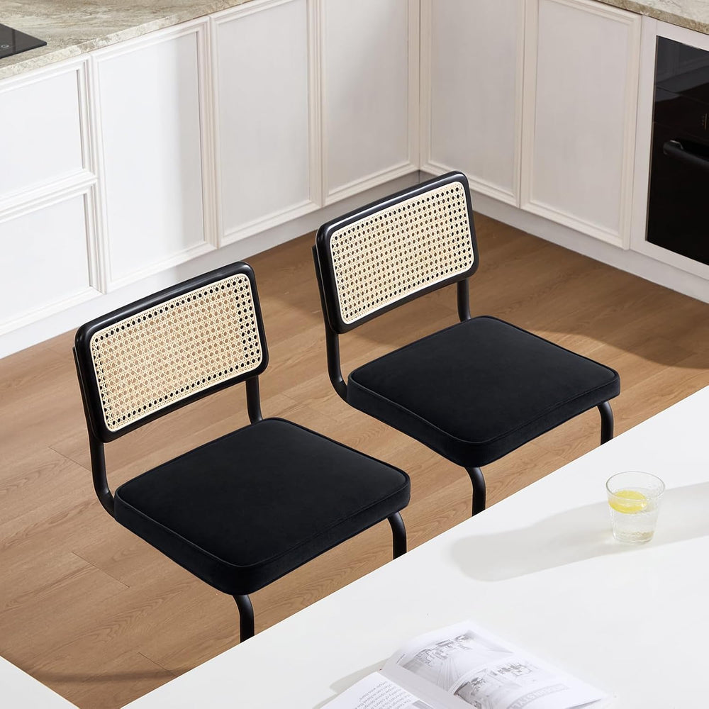 Zesthouse Natural Rattan Counter Stools Set of 2, 26" Modern Boho Barstools