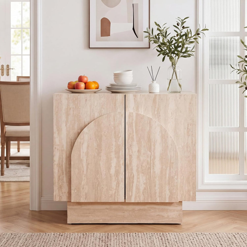 Buffet Cabinet with Storage, 31.5” Modern Sideboard Cabinet with Arched Doors...