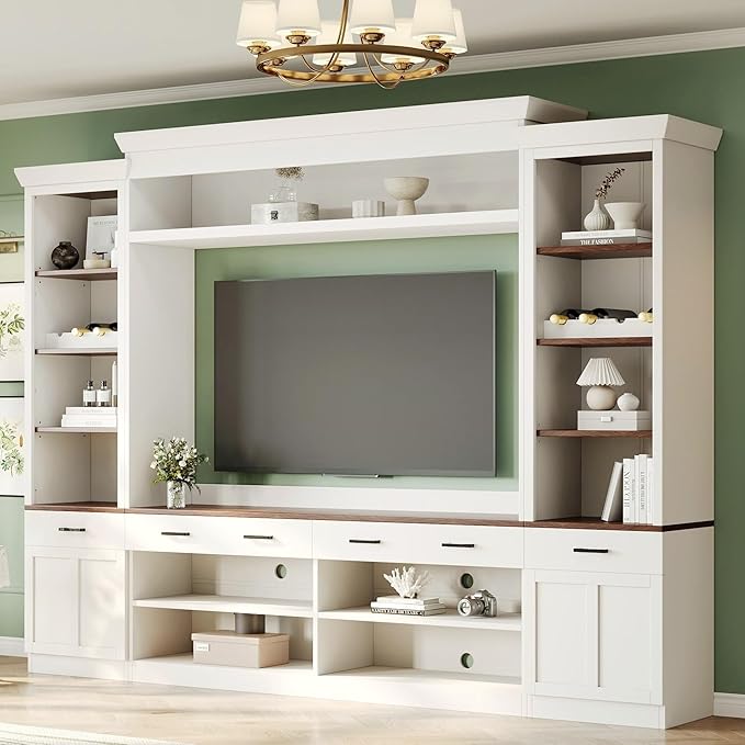 Merax Modern 4 Piece TV Stands with Bookshelf & Wine Rack for Televisions...