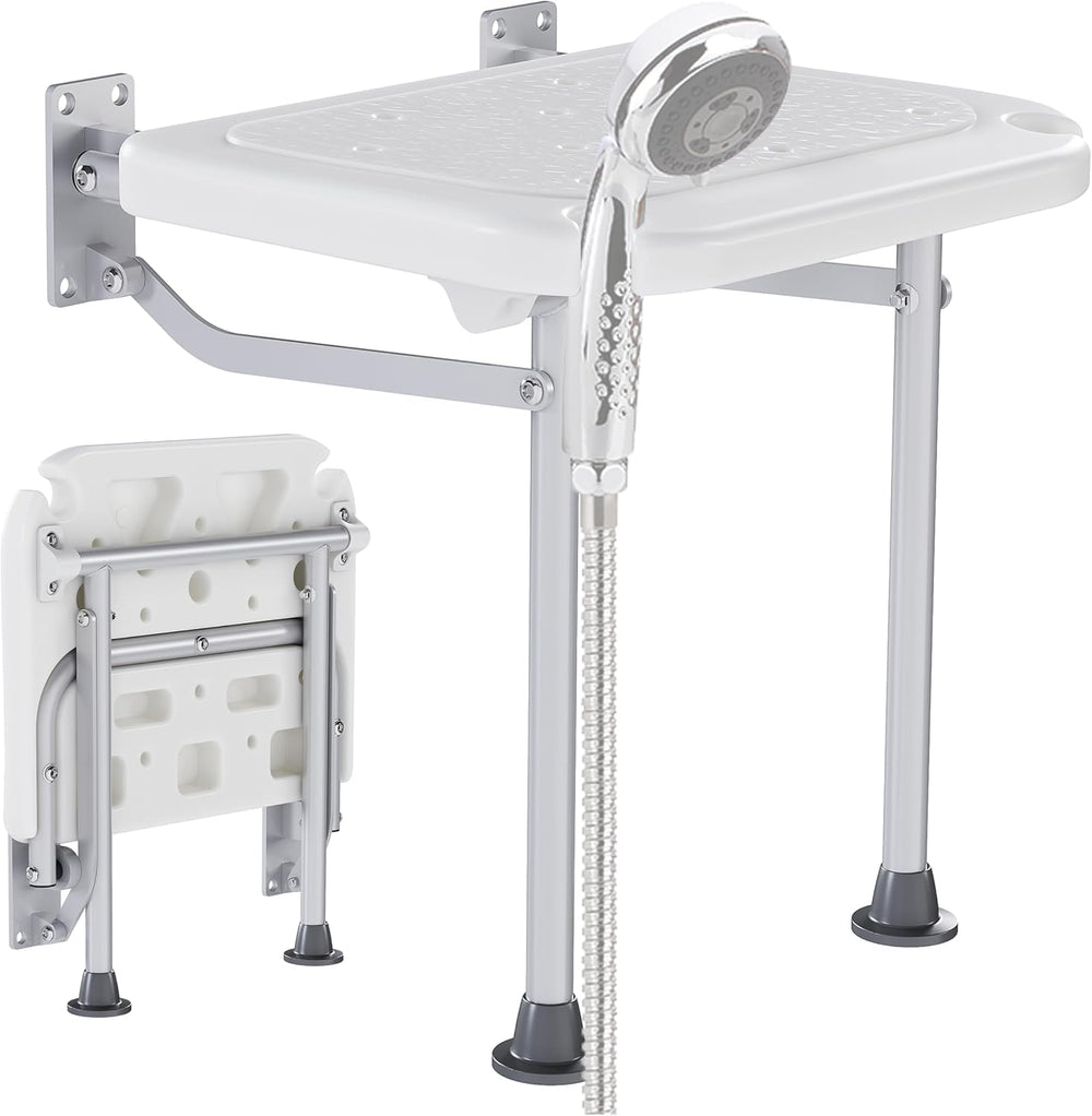 KUAFU Folding Shower Seat, Wall Mounted Bathroom Bathtub Safety Stool,