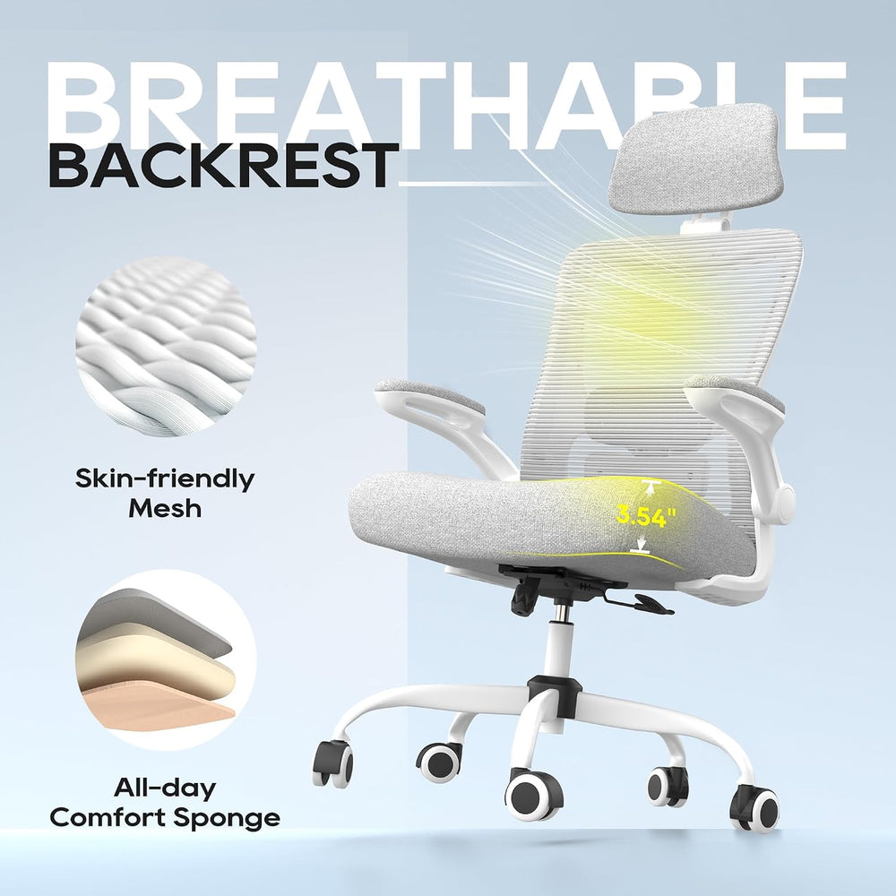 Ergonomic Office Chair for Long Hours, Adjustable Padded Lumbar Support for L...