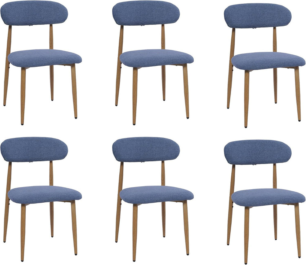 FREKEN Modern Upholstered Dining Chairs Set of 6, Mid-Century Metal Frame wit...