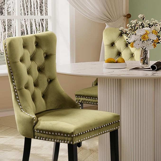 Velvet Upholstered Dining Chairs Set of 8, Modern Style Kitchen Side Chairs w...