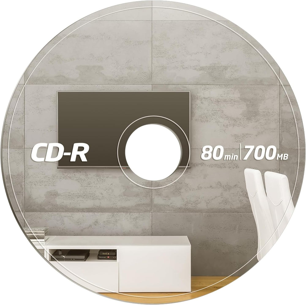 Tellegloww Acrylic CD Mirror 24 x 24 in Music Decor Round Mirror Christmas