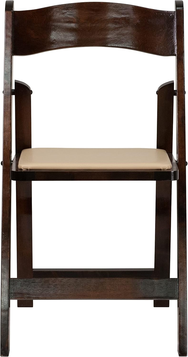 Flash Furniture Hercules Wood Folding Chair with Vinyl Padded Seat, 2-Pack