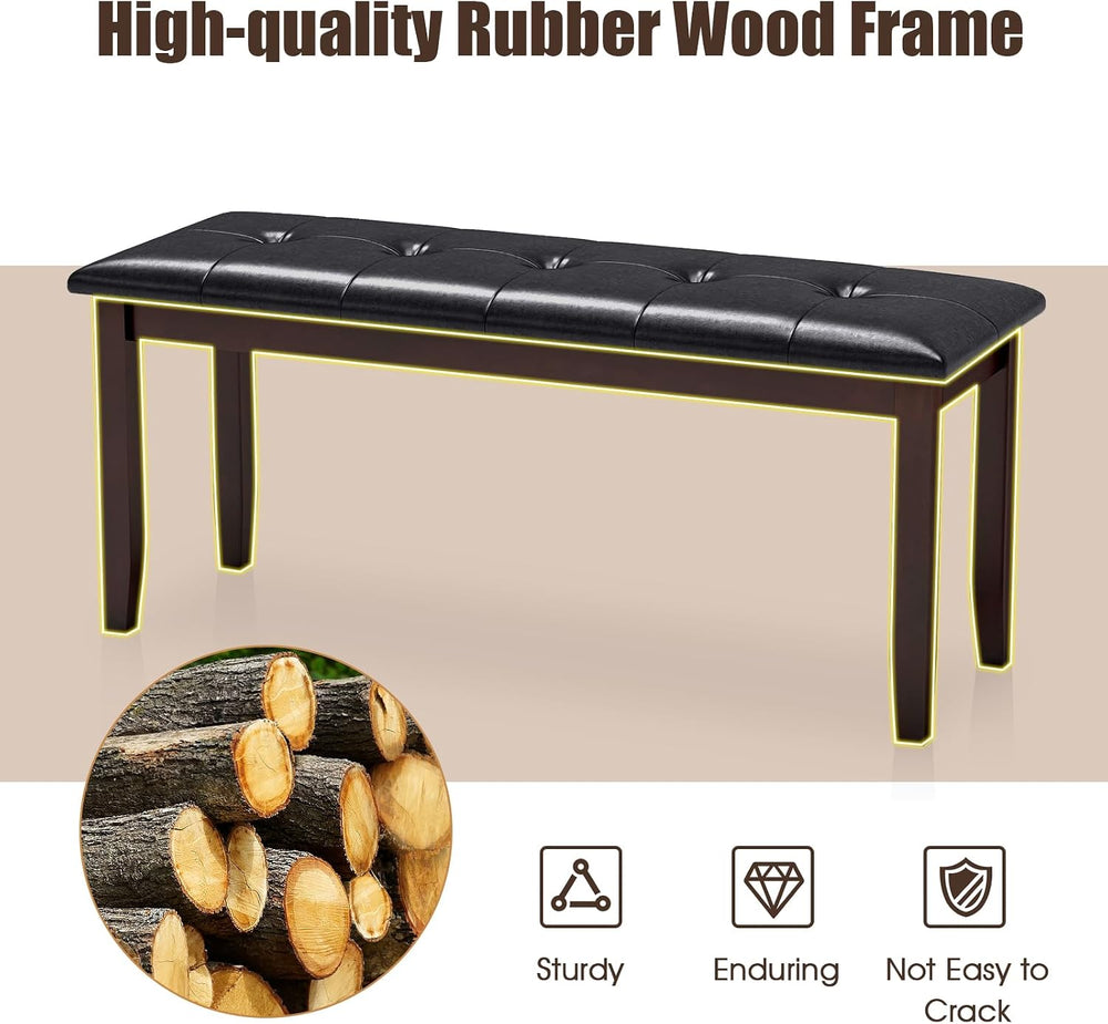 Giantex Dining Room Bench, Traditional Upholstered Table Benches, Hallway PU ...