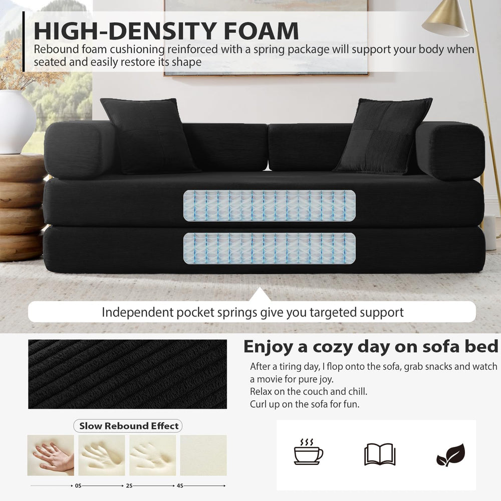 HANXIN 78 Inch Convertible Sleeper Sofa Bed, Folding Floor Mattress Couch wit...