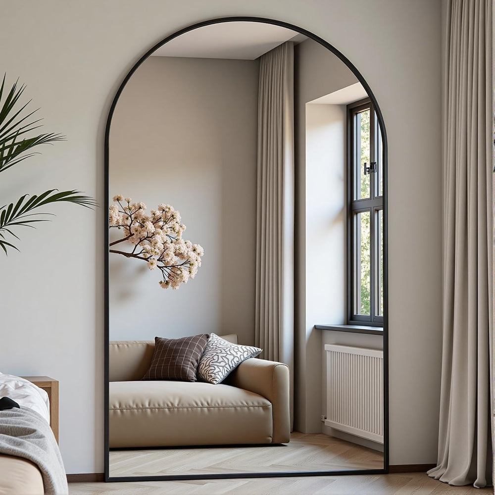 Arched Full Length Mirror, 81"x41" Large Floor Mirror, Black
