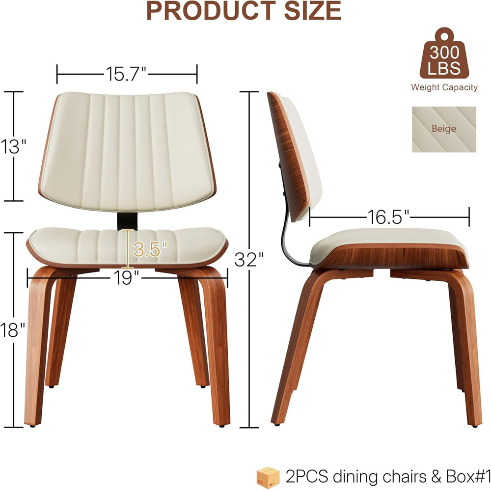 Dining Chairs Set of 2,Mid Century Modern Upholstered Kitchen Chairs with Erg...