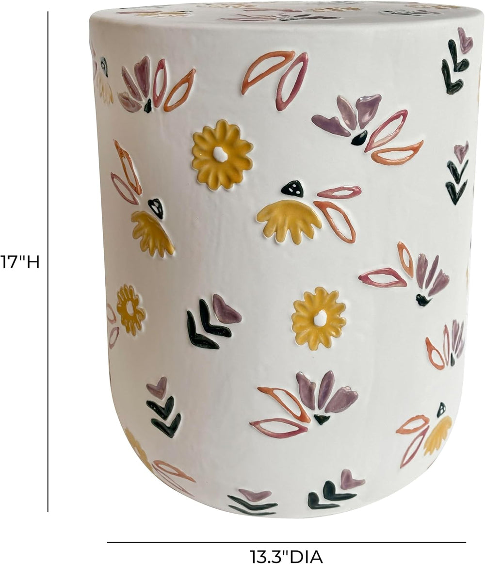 Tov Furniture Ceramic Hand-Painted Floral Table