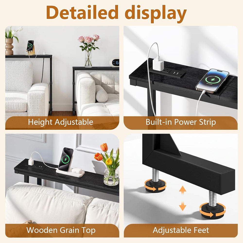 78.8inch Narrow Console Table, Behind The Couch Table with Charging Station |...