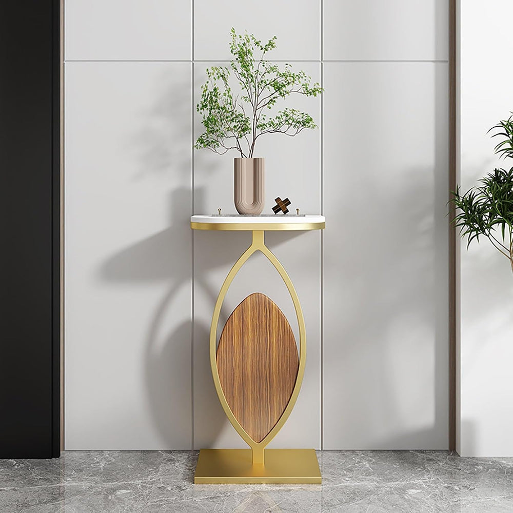 Modern Narrow Console Table Stone Slab Top and Metal Frame Decorative Table f...
