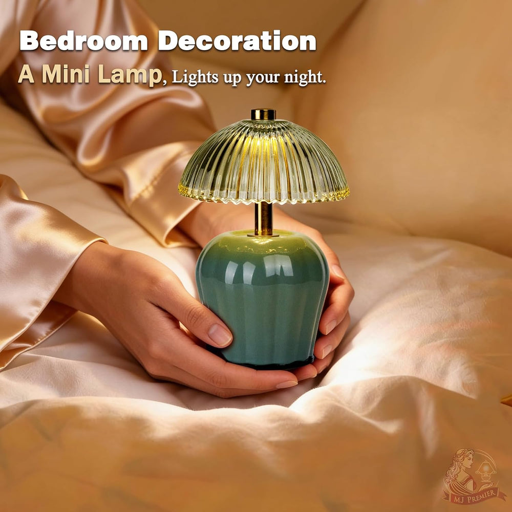 MJ PREMIER Rechargeable Table Lamp, Small Cordless Lamp with Timer, Green*2