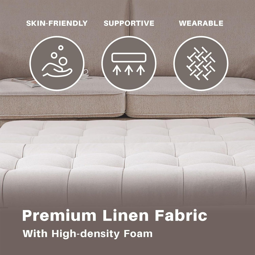 Redlife 35 Inch Large Square Storage Ottoman, Coffee Table Ottoman, Linen | L...