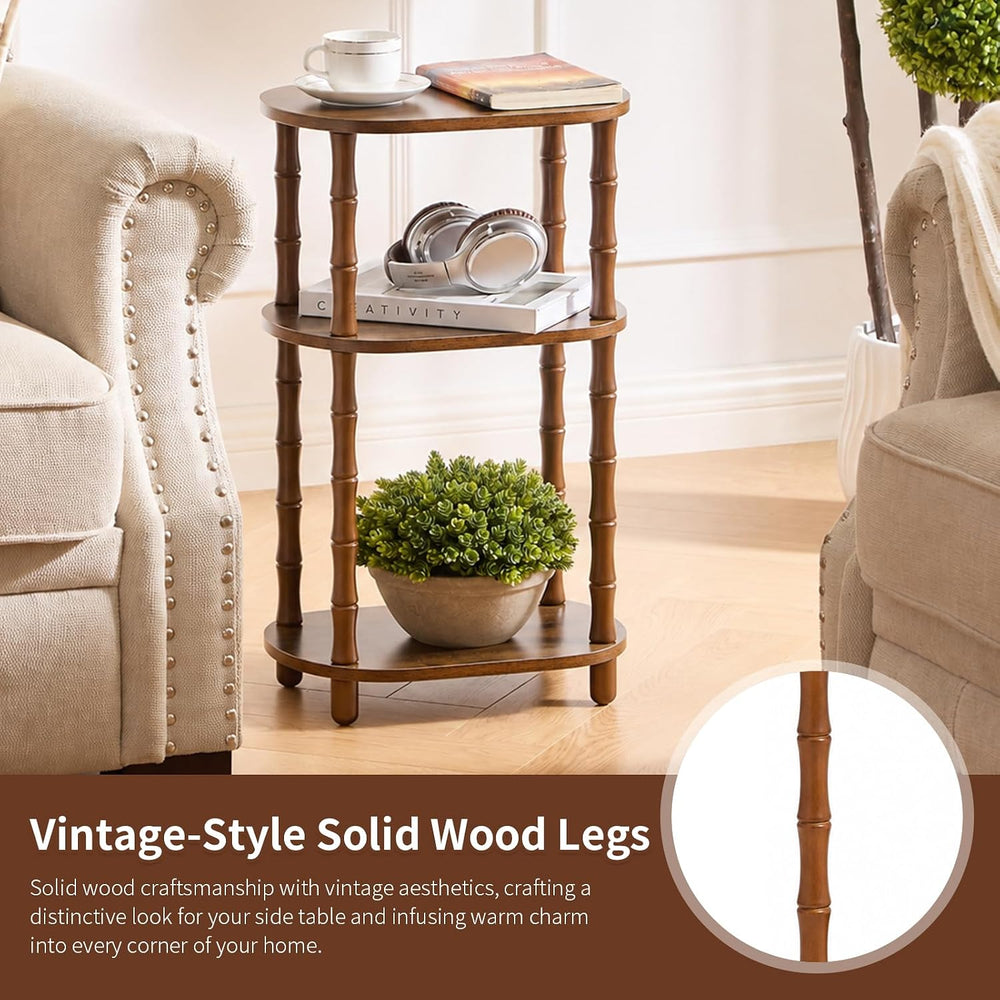 Narrow Side Table with Storage, 3-Tier End Table Skinny Nightstand for Bedroo...