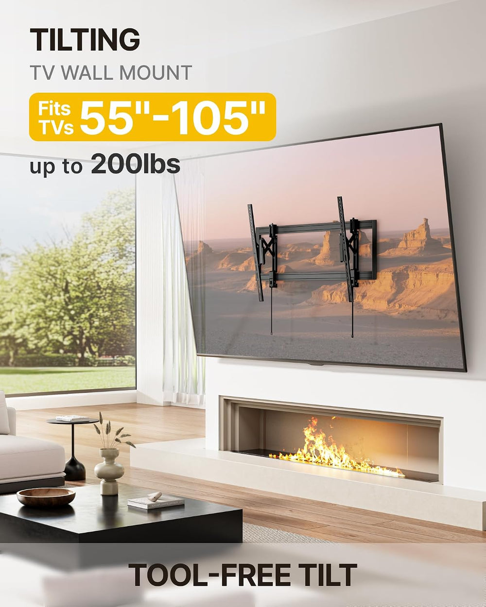 monTEK Heavy Duty Tilting TV Wall Mount for 55–105" Large TVs up to 200l...