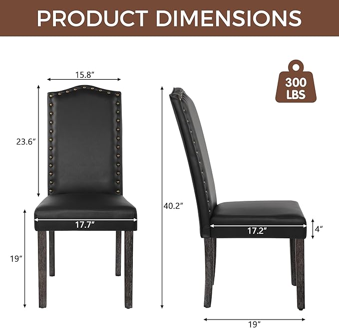 LSSPAID Dining Chairs Set of 2, Modern PU Leather Upholstered Parsons Dining ...