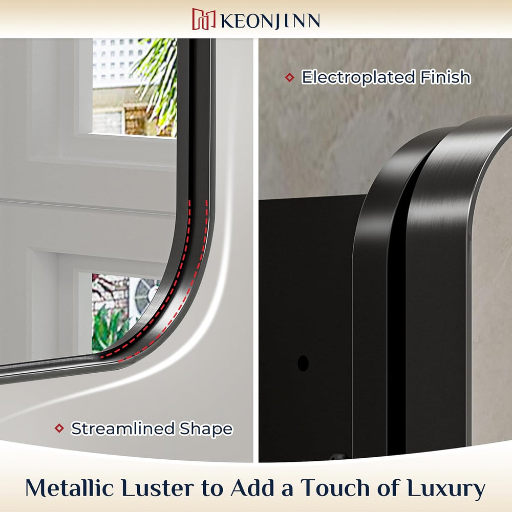 Keonjinn 16" x 24" Black Medicine Cabinet Mirror, Stainless Steel F...