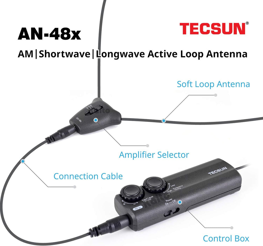 Tecsun AN-48X Indoor Active Loop AM/LW/SW Radio Antenna