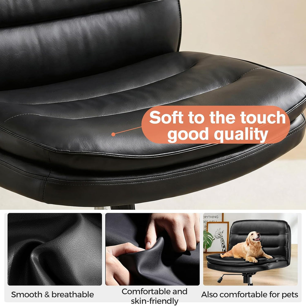 GTPLAYER Cross Legged Office Chair, Armless Desk Chair Cute Vanity Chair with...