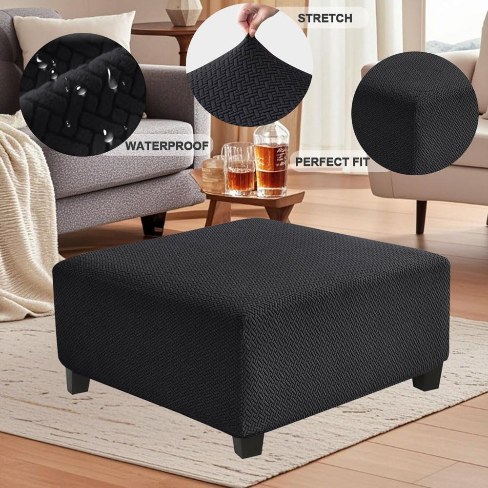 Levoberg Waterproof Square Ottoman Cover Large Square Folding Storage Ottoman...