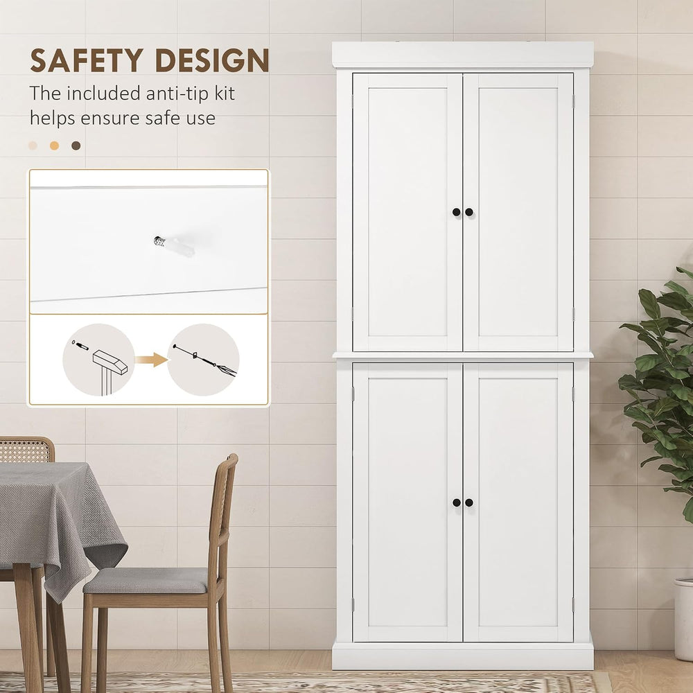 HOMCOM 72.5" Tall Kitchen Pantry Cabinet, Freestanding Modern Farmhouse ...
