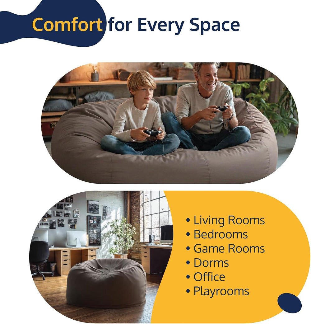 ULTIMATE SACK | 6 Ft Bean Bag Chair Replacement Cover Only | Grey Suede | Rem...