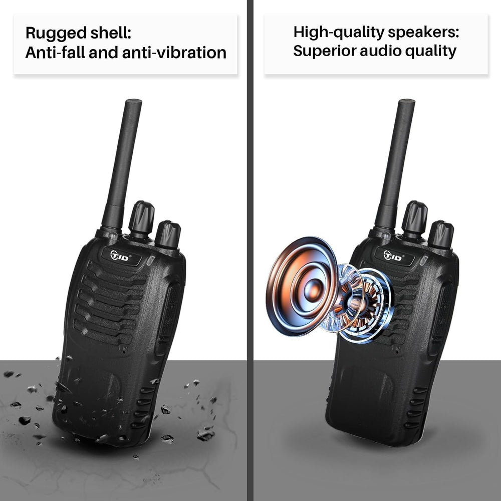 TIDRADIO 5.5-Mile Long Range Walkie Talkies with Upgrade Acoustic Earpiece