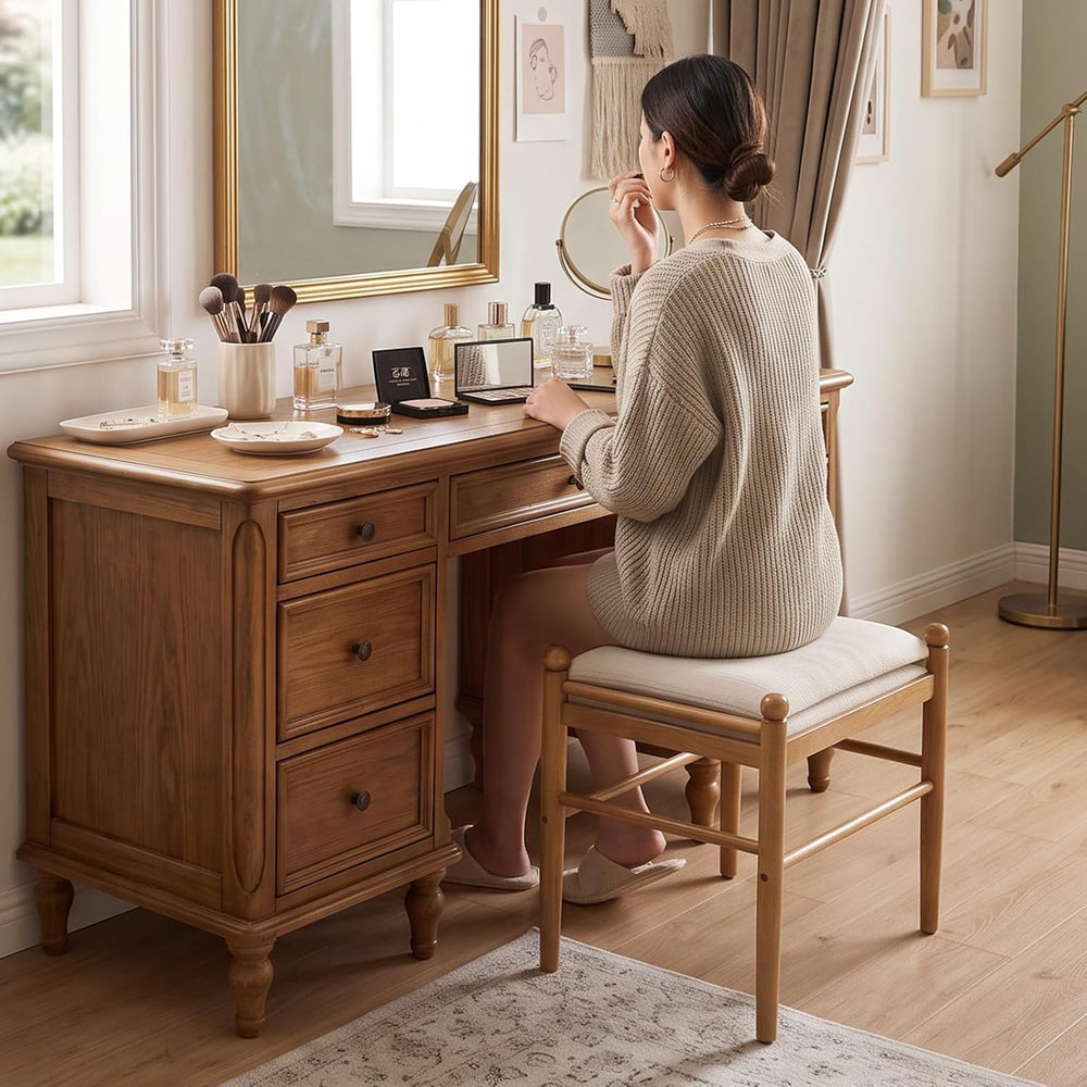 Kmax Ottoman Bench, 19 Inch Tall Vanity Chairs No Wheels, Upholstered Ktichen...