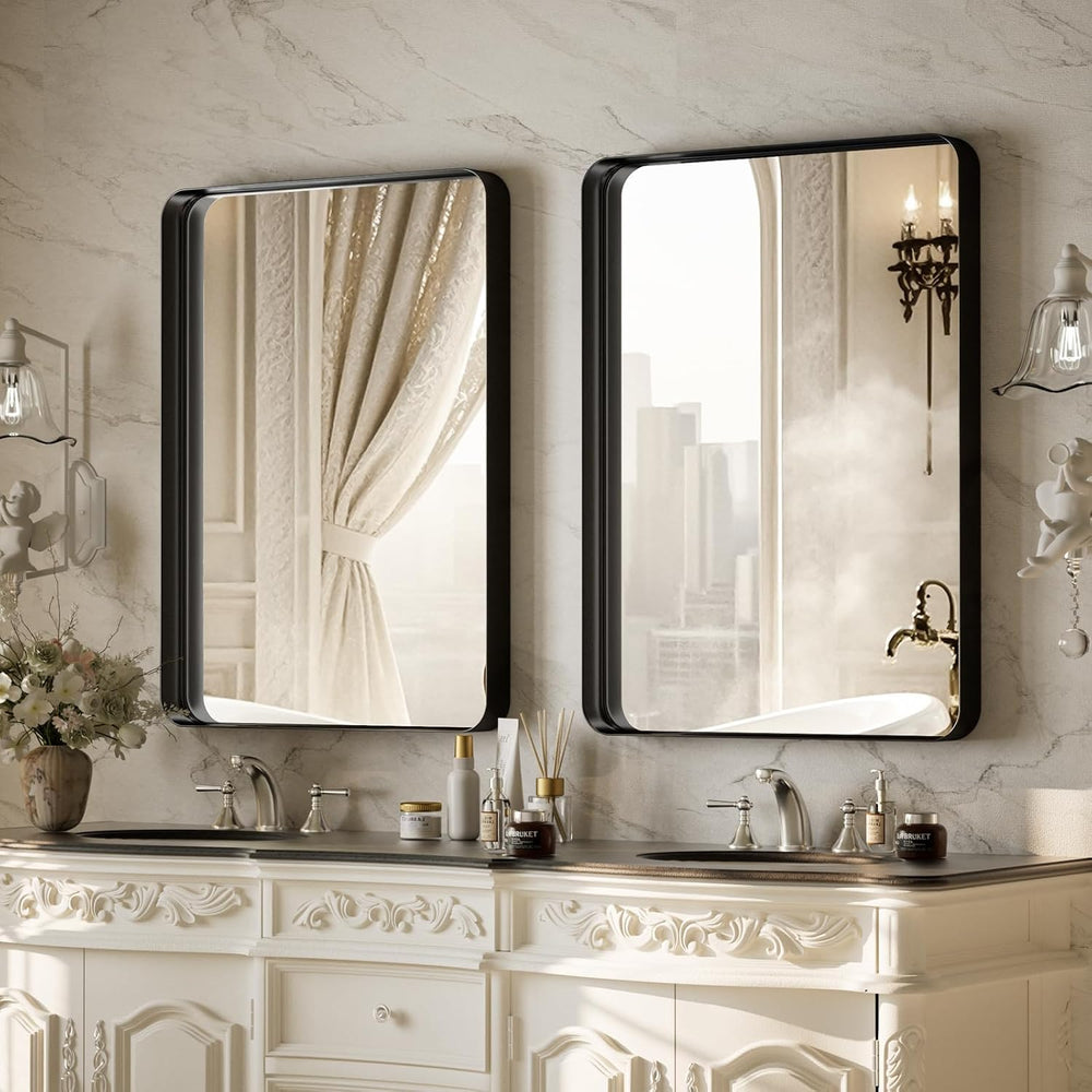 VooBang Bathroom Mirror 24"x32", Black Gorgeous Deep Frame Wall Mirror