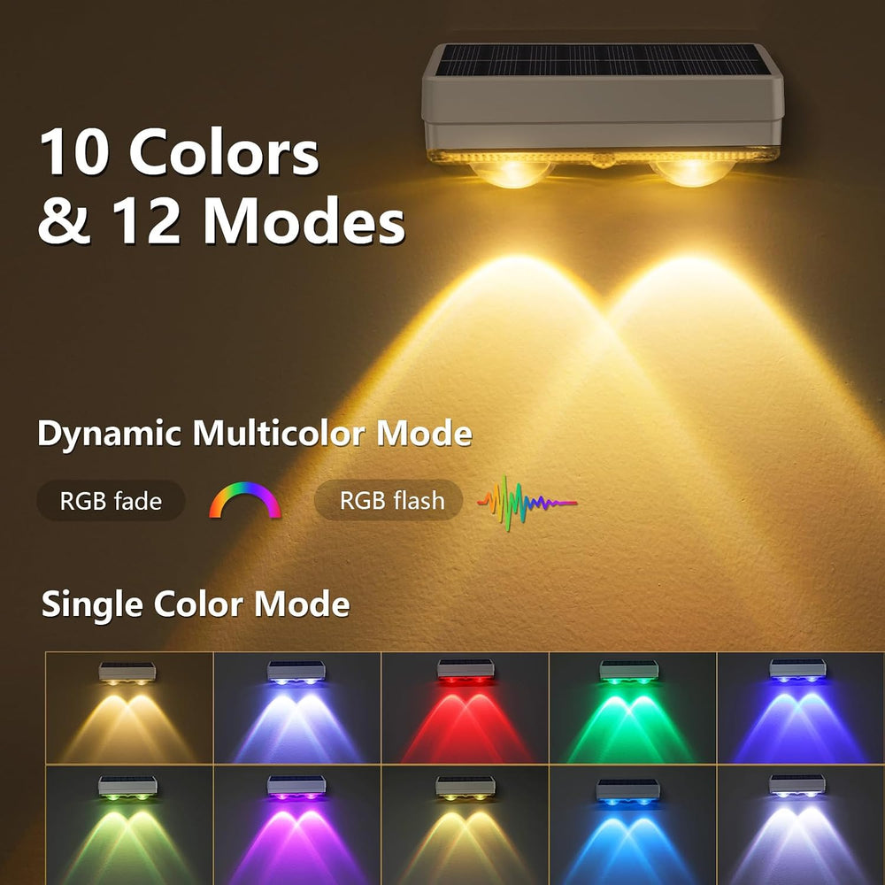 VOLISUN Solar Fence Lights Outdoor 8 Pack, 50Lumen RGB Color Changing