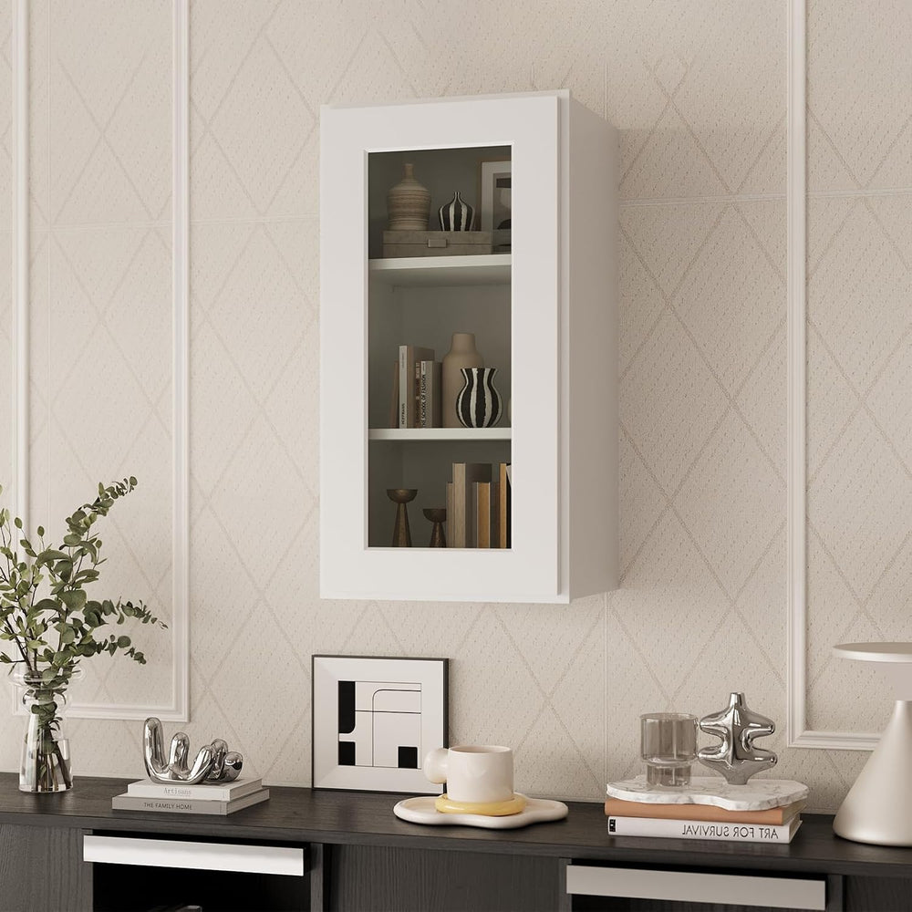 ROOMTEC RTA Wall Mounted Soft Close Cabinet with Tempered Glass Door