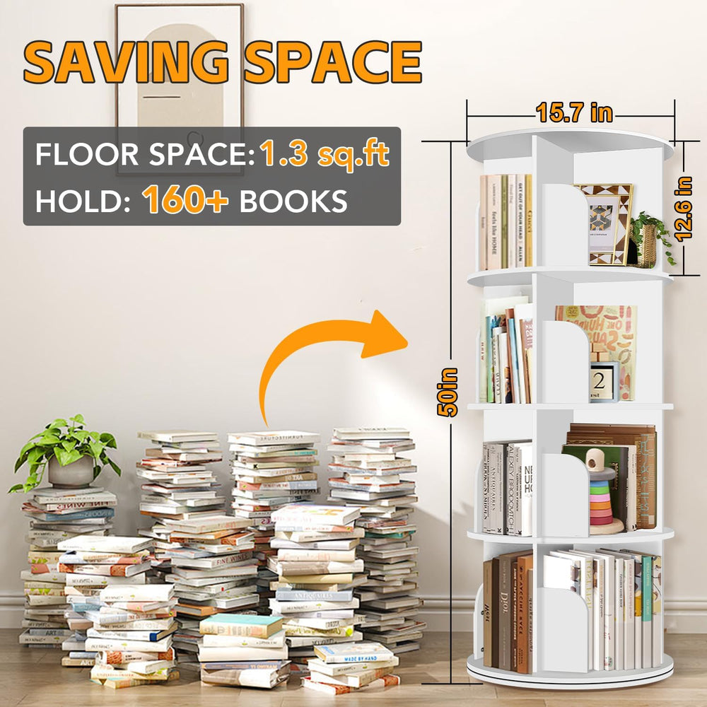 RUNSUNSPRI 4 Tier Rotating Bookshelf Tower, Spinning Bookshelf, Revolving 360...