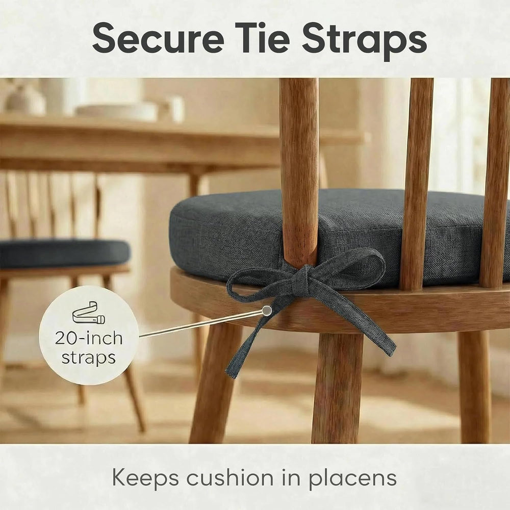 Dark Grey Winsor Chair Cushions Seat Pads with Ties Set of 4