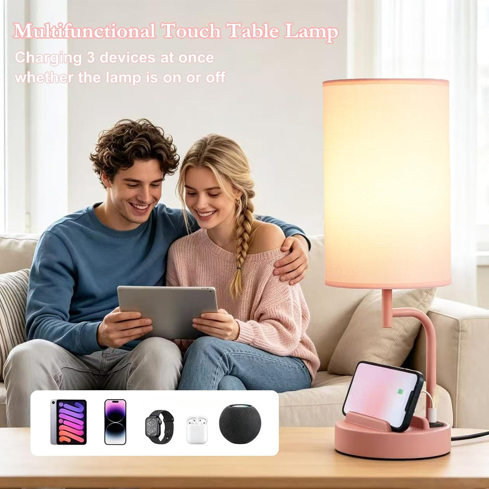 Dreamholder Touch Control USB Table Lamp with USB C/A & AC Outlet, 3-Way ...