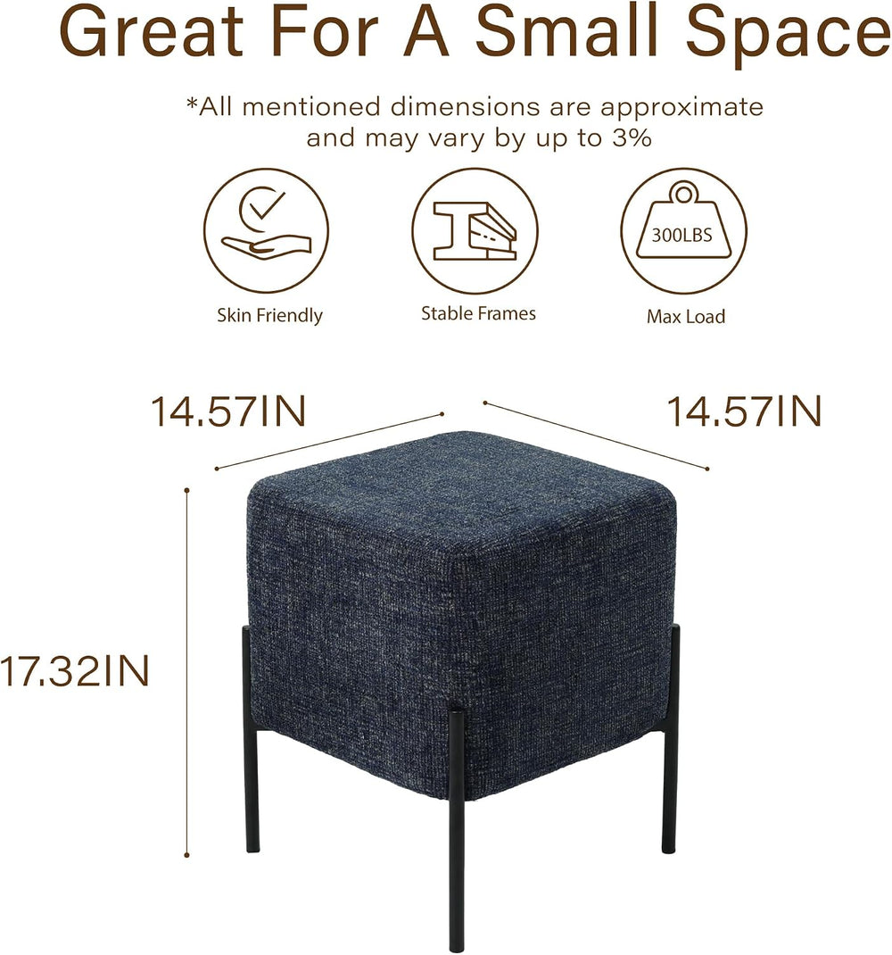 Get Set Style Square Foot Stool, Modern Linen Vanity Stool Chair Upholstered ...