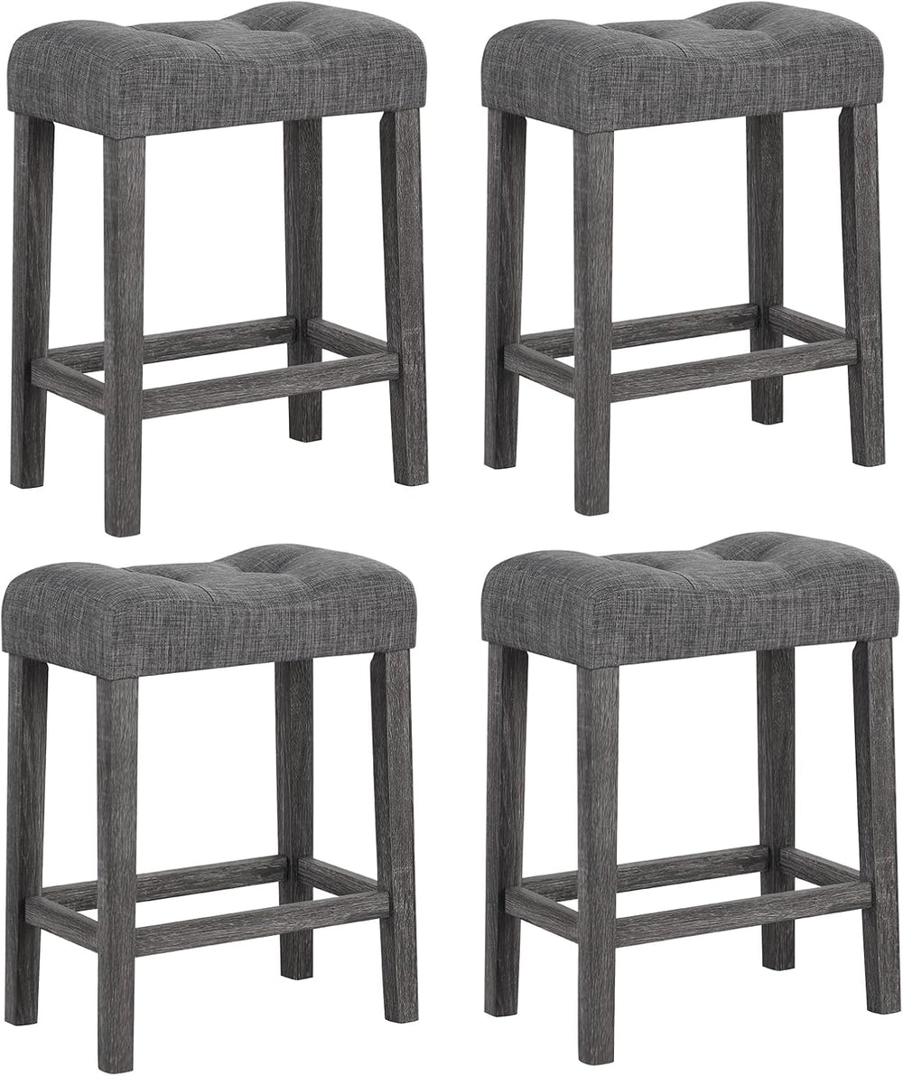 Giantex 24" Bar Stools Set of 4, Backless Counter Height Saddle Bar Stoo...