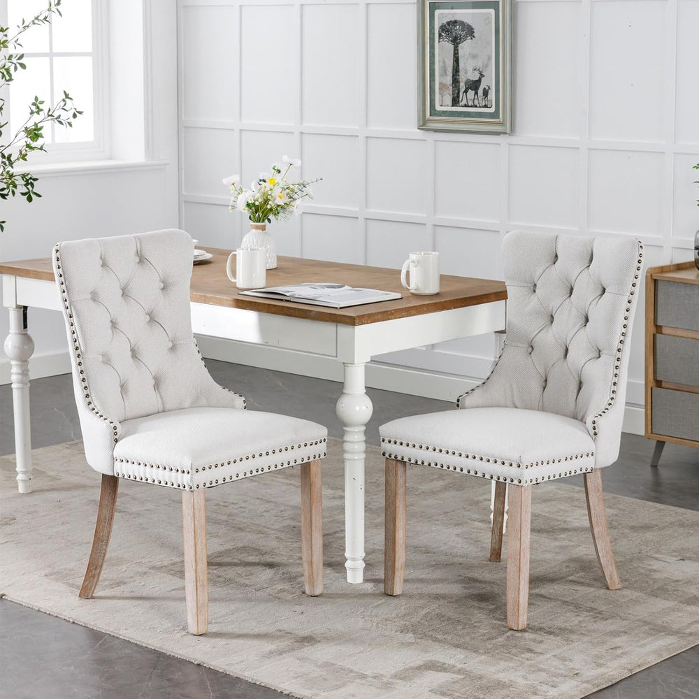 Ball & Cast Contemporary Upholstered Dining Chairs Set of 2, Button Tufte...