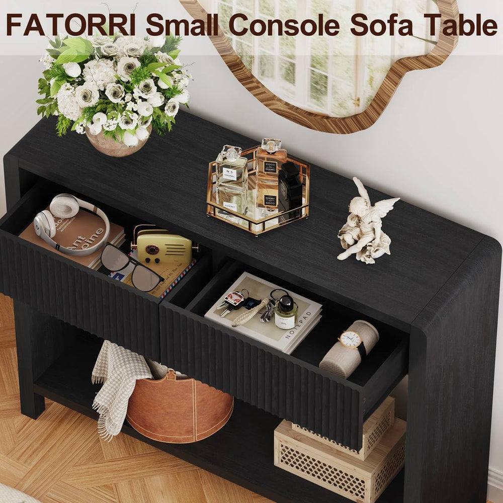 FATORRI Console Entryway Table, Modern Sofa Table with 2 Drawers for Living R...