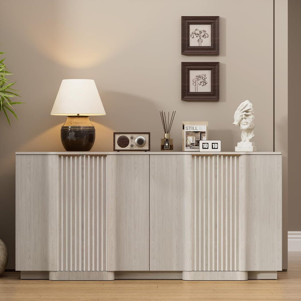 Brafab Buffet Cabinet, 55" Modern Farmhouse Accent Sideboard Cabinet wit...