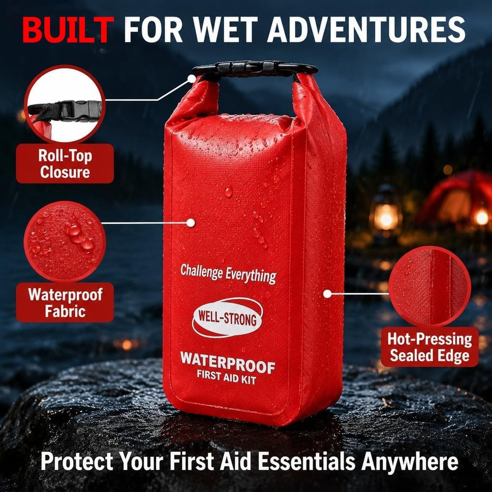 123pcs Waterproof Boat First Aid Kit with Survival Tools Red